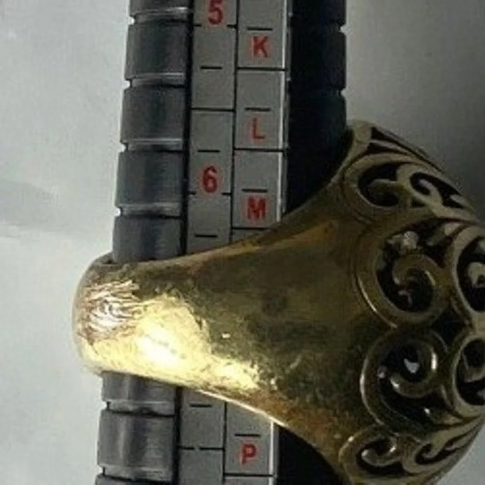 Vintage Gold Tone Filigree Ball‎ Statement Ring Adjustable Band 6.75